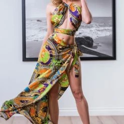 Summer Lovin' Jessica Bara Tasha Printed Strappy Halter Top