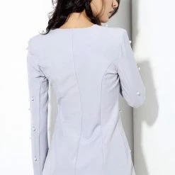 Summer Lovin' Jessica Bara Janny Pearl Embellished Two Piece Blazer And Short Set