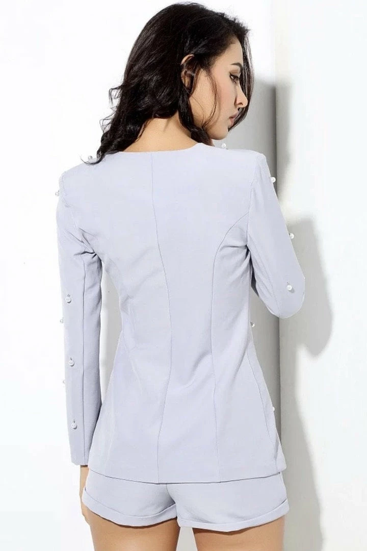 Summer Lovin' Jessica Bara Janny Pearl Embellished Two Piece Blazer And Short Set