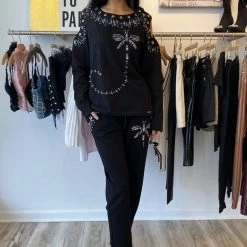 Jessica Bara Amber Rhinestone Butterfly Two Piece Set