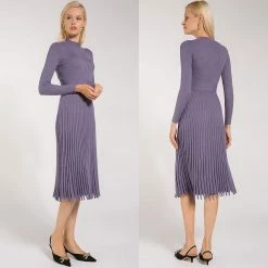 Jessica Bara Maxwell Long Sleeve Pleated Midi Dress
