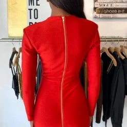 Jessica Bara Emma Long Sleeve Bandage Mini Dress Birthday Suit