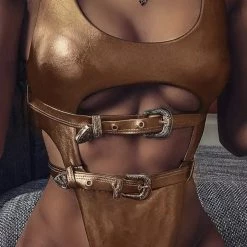 Poolside Essentials Jessica Bara Dorinda Buckle Cut Out Swimsuit