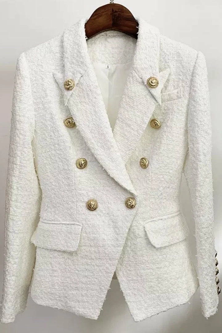 Jessica Bara Colette Double Breasted Gold Button Blazer