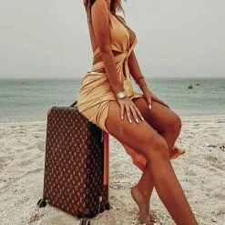 Influencer Style Jessica Bara Stassie Halter Neck Backless Maxi Dress