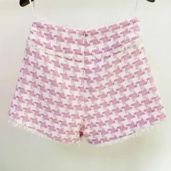 Jessica Bara Aarolyn Houndstooth Tweed Shorts