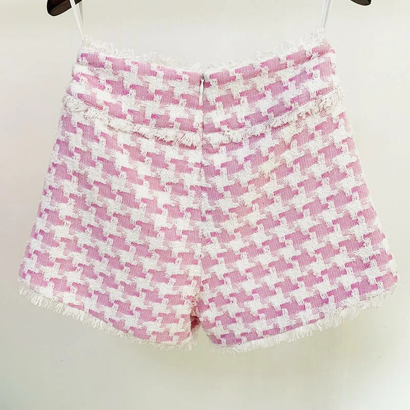 Jessica Bara Aarolyn Houndstooth Tweed Shorts