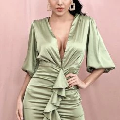 Jessica Bara Fernanda Short Sleeve Ruffle Mini Dress