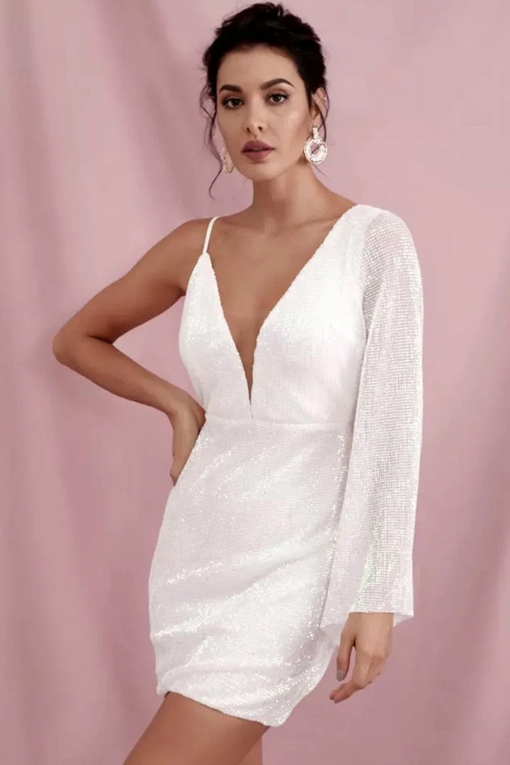 Birthday Suit Jessica Bara Donnie One Shoulder Sequin Mini Dress