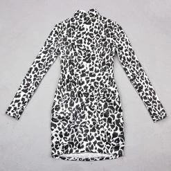 Influencer Style Jessica Bara Arna Long Sleeve Leopard Mini Dress