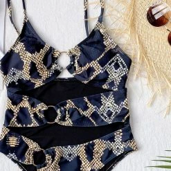 Jessica Bara Farrah Snakeskin Strappy Swimsuit Swimwear
