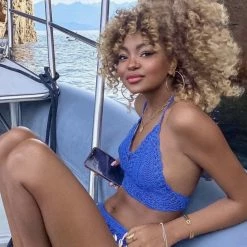 Influencer Style Jessica Bara Kayleigh Crochet Two Piece Bikini Set