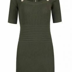 Jessica Bara Sonia Square Neck Gold Button Mini Dress