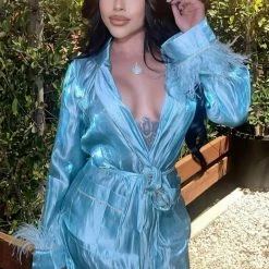 Influencer Style Jessica Bara Chelsia Feather Belted Mini Dress