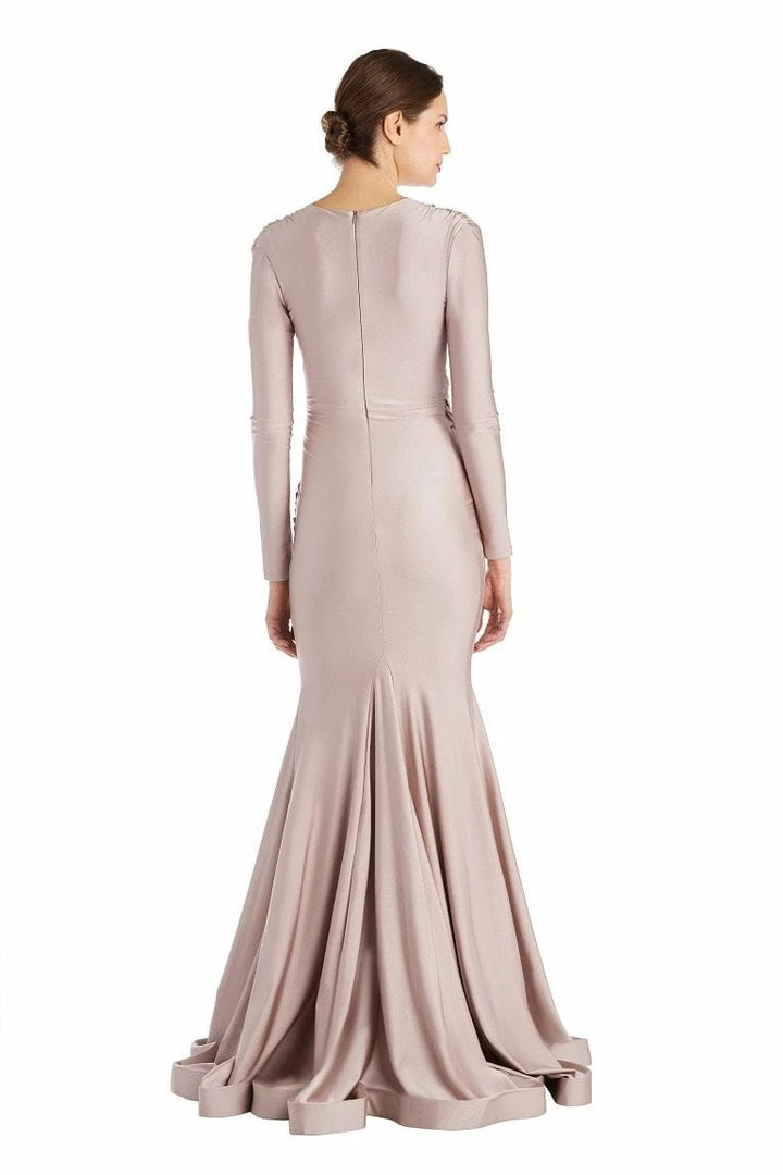 Jessica Bara Selene Long Sleeve V Neck Draped Gown The Event Shop