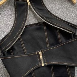 Jessica Bara Nazzie Denim Halter Cut Out Top The Denim Destination