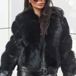 Best Sellers Jessica Bara Gavin Leather & Fur Long Sleeve Jacket