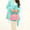 Jessica Bara Ryleigh Pearl And Fur Belted Long Coat