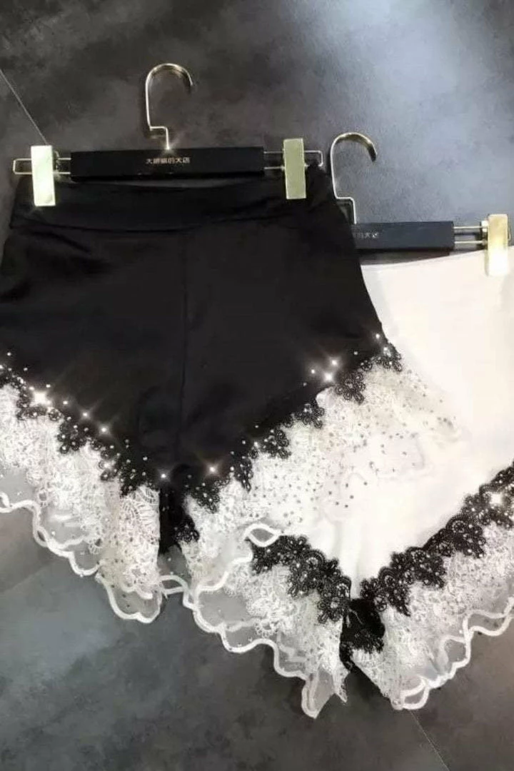 Jessica Bara Daisie Lace Rhinestone Shorts