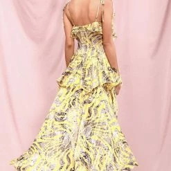 Jessica Bara Kacey Ruffle Printed High-Low Dress Summer Lovin'