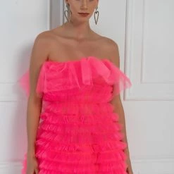 Jessica Bara Mackenzie Frill Tube Mini Dress Influencer Style