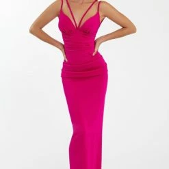 Nicole Bakti V Neckline Strappy Back Gown