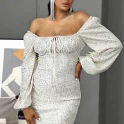 Jessica Bara Brittany Long Sleeve Sequin Mini Dress