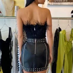 Influencer Style Jessica Bara Marissa Leather Studded Mini Skirt