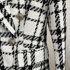 Jessica Bara Robin Houndstooth Silver Button Blazer Influencer Style