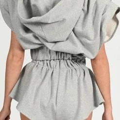 Jessica Bara Jennie Sleeveless Hoodie And Shorts Two Piece Set