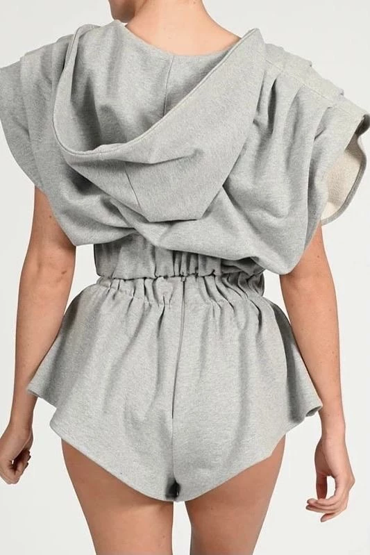 Jessica Bara Jennie Sleeveless Hoodie And Shorts Two Piece Set