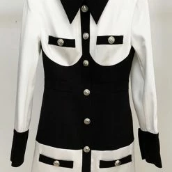 Jessica Bara Kellie Contrast Silver Button Collared Dress