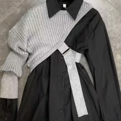 Jessica Bara Maeve Long Sleeve Knitted Button Down Shirt