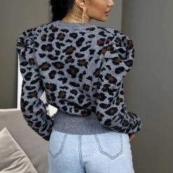 Jessica Bara Kendall Leopard Puff Sleeve Sweater Reve Doll Essentials