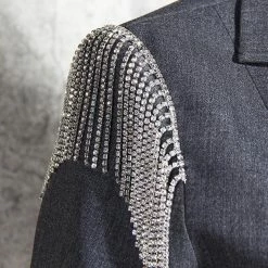 Jessica Bara Siera Rhinestone Tassel Cut Out Blazer Dress Birthday Suit