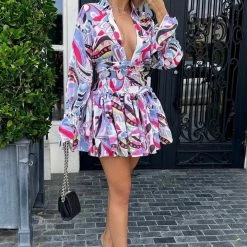 Influencer Style Jessica Bara Ranada Long Sleeve Ruffle Mini Dress