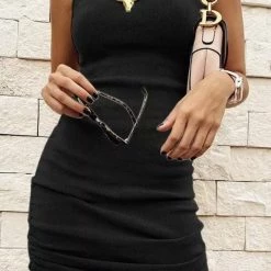 Jessica Bara Jolie Sleeveless Ruched Mini Dress