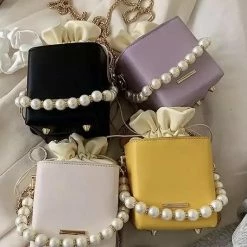 Jessica Bara Lola Leather And Pearl Mini Bag