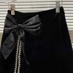 Jessica Bara Audriana Velvet Bow Mini Skirt