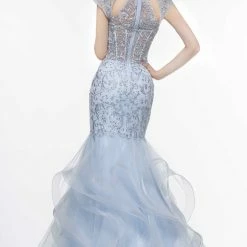 Colors Dress High Neck Ruffled Trumpet Gown The Event Shop