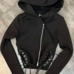 Outerwear Jessica Bara Ricky Lace Up Zip Hoodie