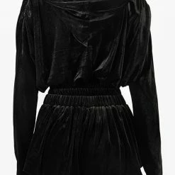 Jessica Bara Vania Velour Crop Hoodie And Short Two Piece Set
