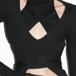 Jessica Bara Tiffany Long Sleeve Cut Out Turtleneck Top Reve Doll Essentials