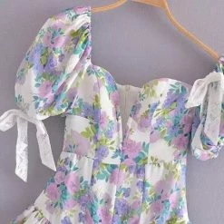 Jessica Bara Delanie Floral Bow Tie Mini Dress