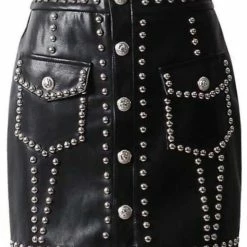 Influencer Style Jessica Bara Marissa Leather Studded Mini Skirt