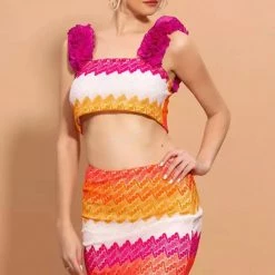 Summer Lovin' Jessica Bara Aurana Striped Two Piece Set With Matching Headband