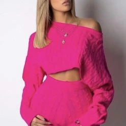 Jessica Bara Autumn Cable Knit Top And Shorts Two Piece Set Reve Doll Essentials