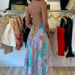 Kareena Maldives Halter Neck Embellished Maxi Dress