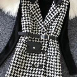 The 9-5 Shop Jessica Bara Lezlie Sleeveless Houndstooth Blazer