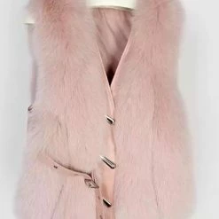 Jessica Bara Chelsy Leather And Fur Belted Vest